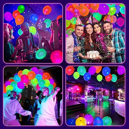 Miniatura 6 de 100 globos de neón UV, globos de fiesta de neón que brillan en la oscuridad, globos de luz negra UV que brillan en la oscuridad para decoraciones de