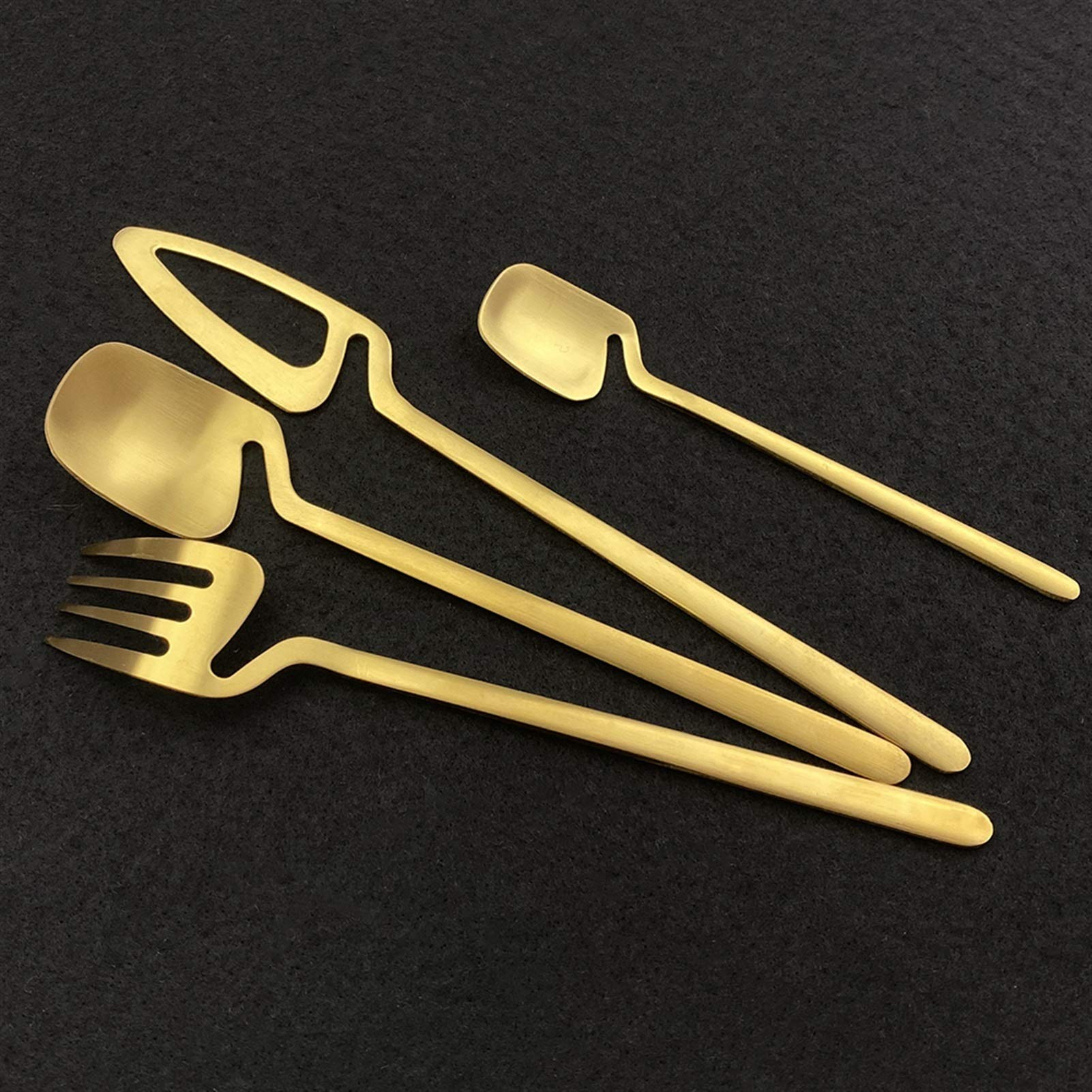 24 stücke Schwarz Matte Besteck Set 304 Edelstahl Geschirr Set Messer Gabel Spoon Abendessen Set Küche Wohnwaren Geschirr Set essgeschirr (Color : Rose)