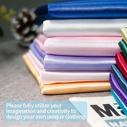 Miniatura 4 de Homiest Burgundy Satin Fabric by The Yard, 5 Yards x 58 Inch Charmeuse Satin Fabric Silky & Shiny Cloth Fabric, Smooth Bridal Satin Fabric for