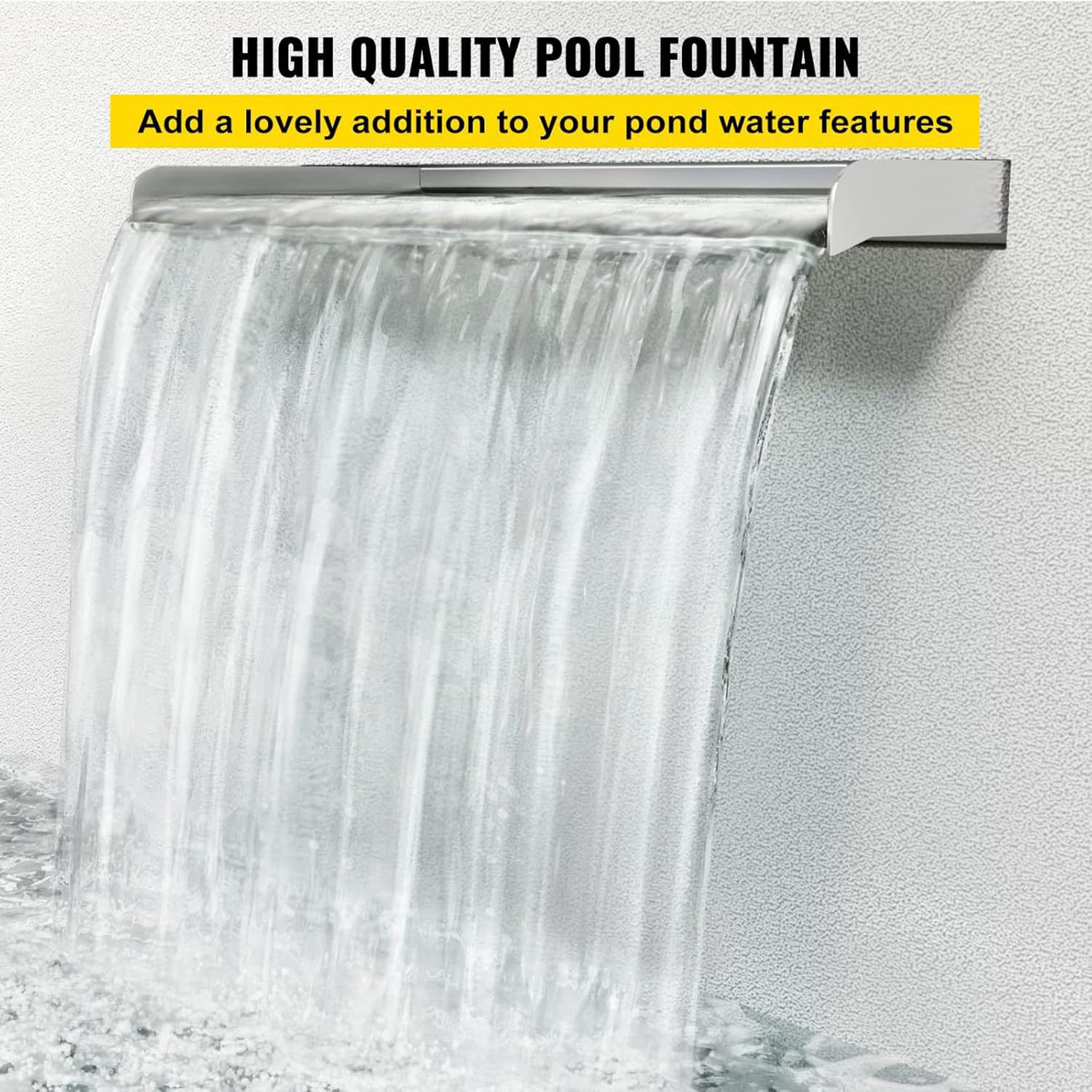 Edelstahl Wasserfall Element 60cm,Teich Wasserfall Spillway Pool Brunnen Wasser Feature,Edelstahl Teich Blade Set,Für Gartenteiche,Steinkörbe,Teichwände,Schwimmbäder,60x11.5x8 cm (Ohne Beleuchtung)