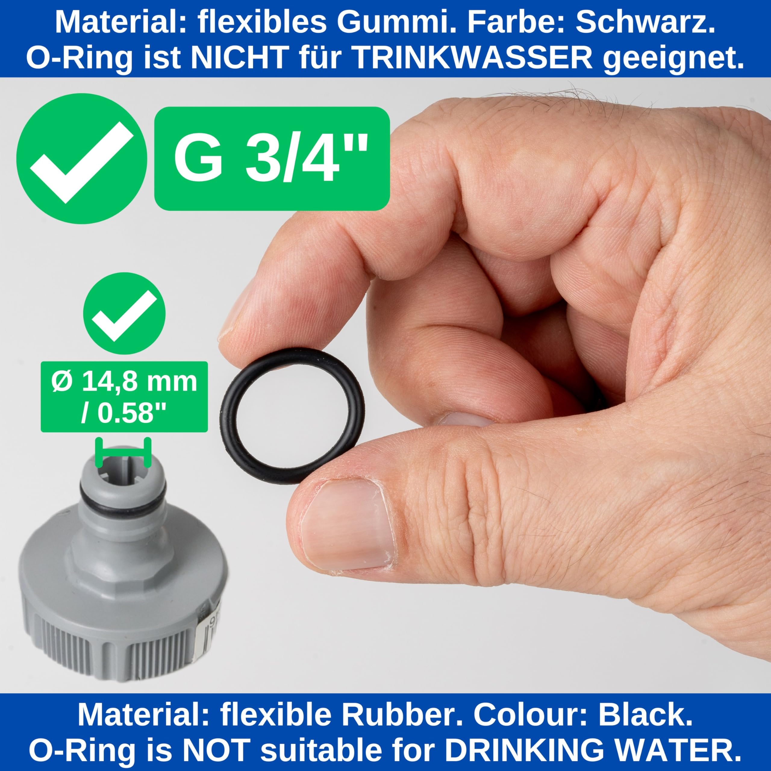 Replacement O-ring set, 25 pieces, for G 3/4" inch garden plug-in systems, compatible with Gardena 26.5 mm tap connector - Image 3