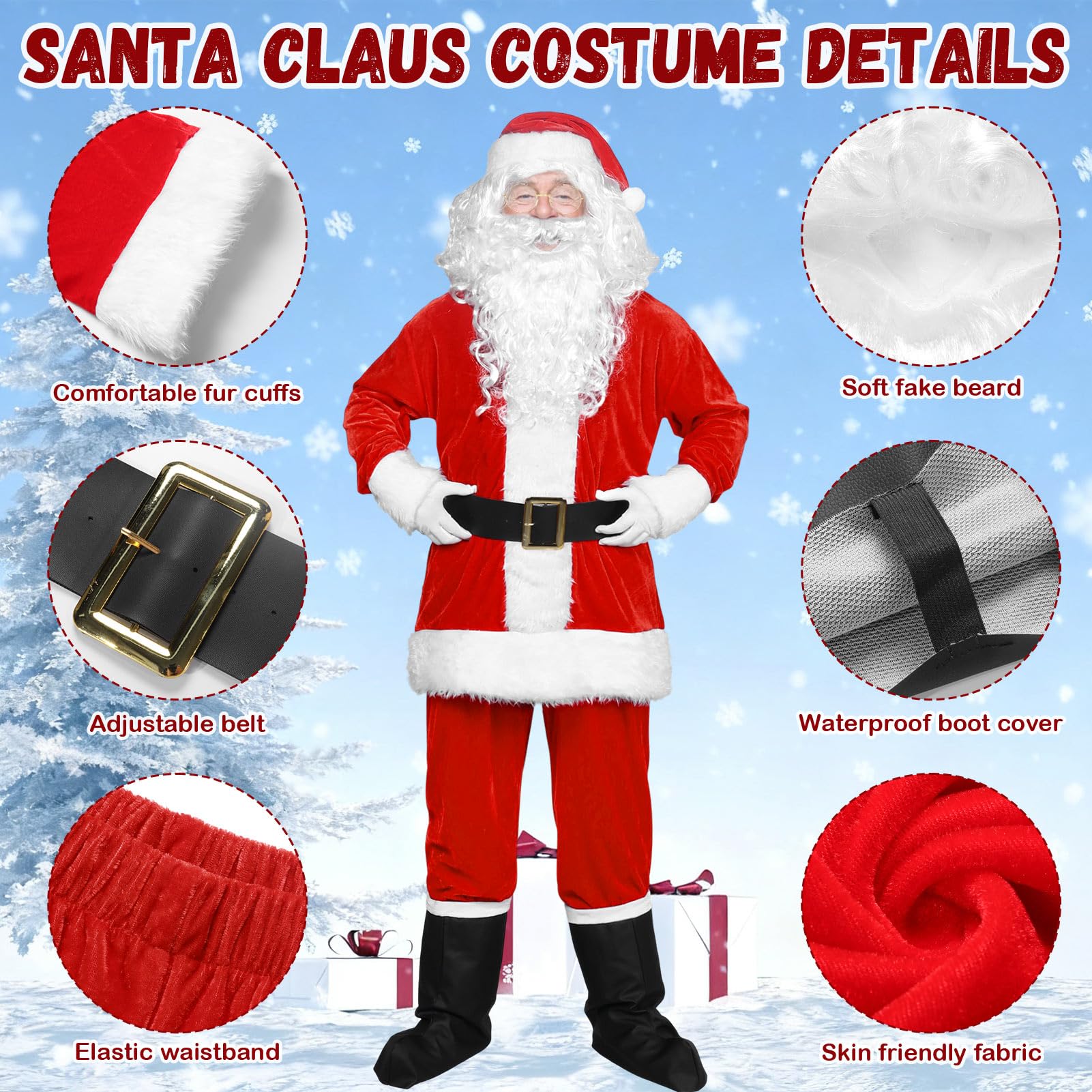 Disfraz de Papá Noel para cosplay, 11 unidades