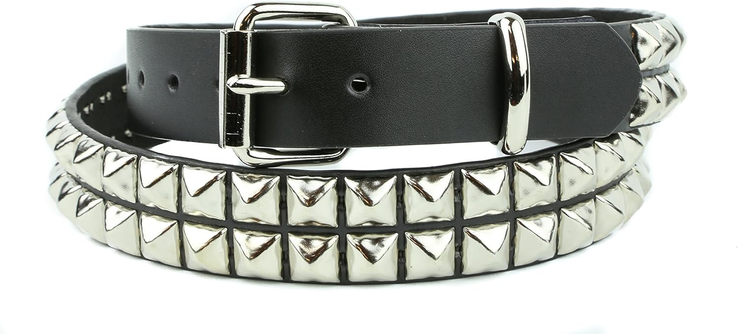 Two Row Pyramid Stud Plus Size Genuine Leather Handmade Belt Punk Goth Rock Metal