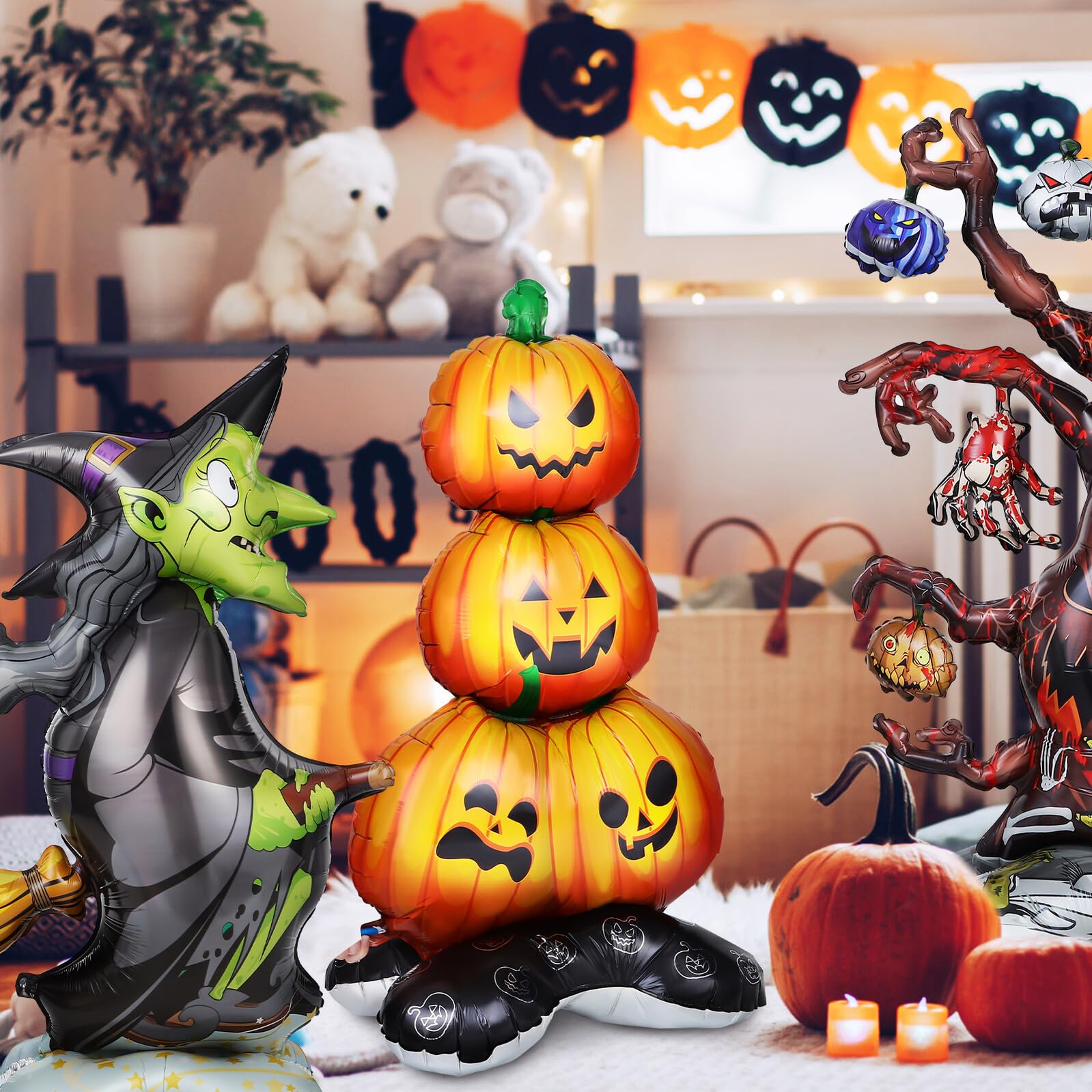 Décoration Gonflable D'halloween Ballon en Aluminium Facile à Installer, Effet Visuel Unique pour Fête D'halloween Extérieur en 1 Set