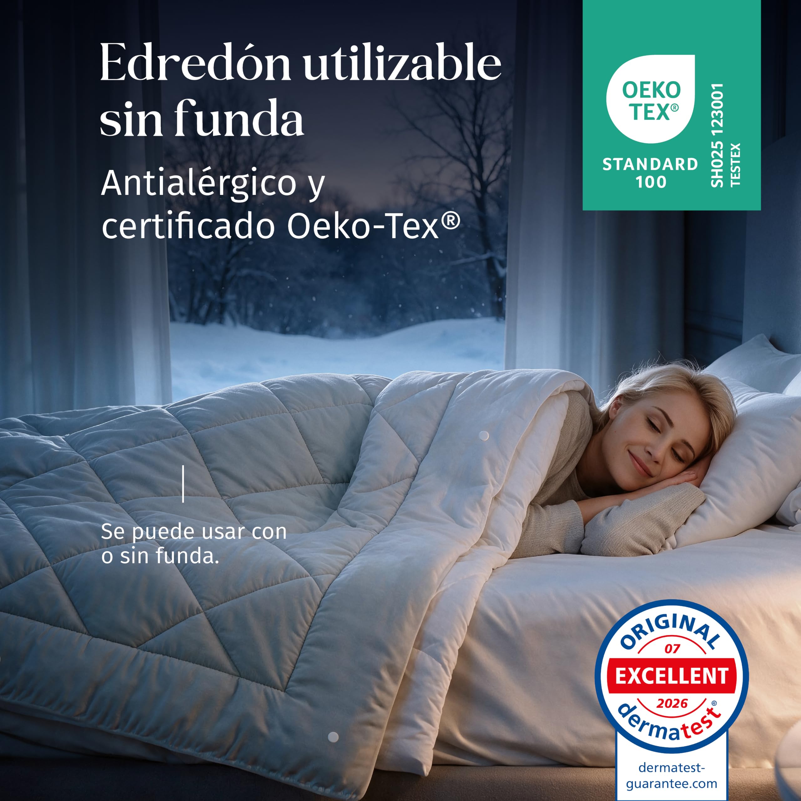 Dreamzie - Edredón Nórdico 200x200 Reversible 2en1 - Gris Blanco Oeko-Tex
