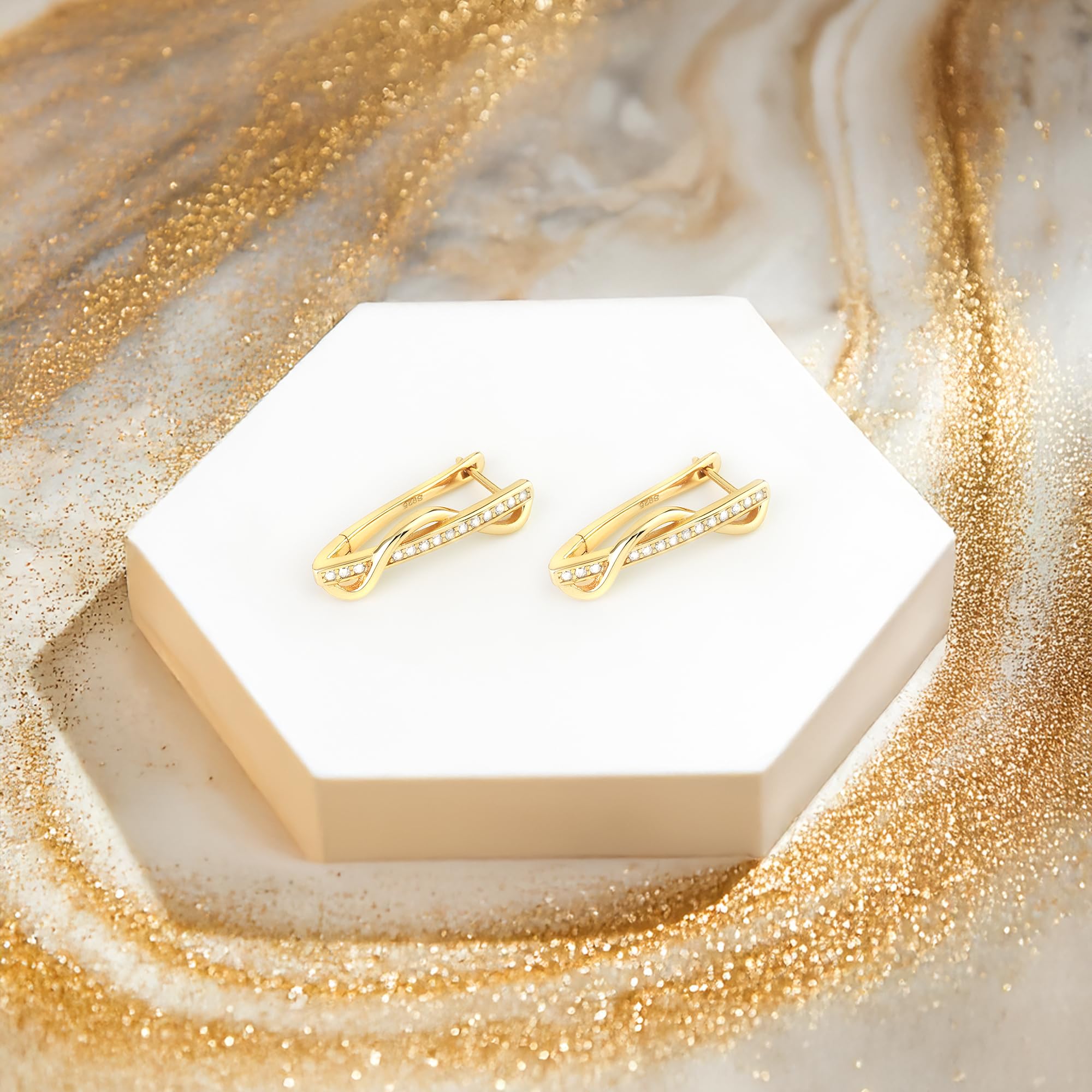 SOFIA MILANI - Damen Ohrringe 925 Silber - mit Zirkonia Steinen - Gebogener Ohrhänger
