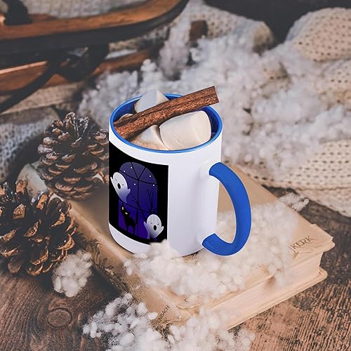 Miniatura 6 de 3dRose mug_200323_6 - Taza de Halloween con diseño de fantasmas y gatos en casa, 11 onzas, azul