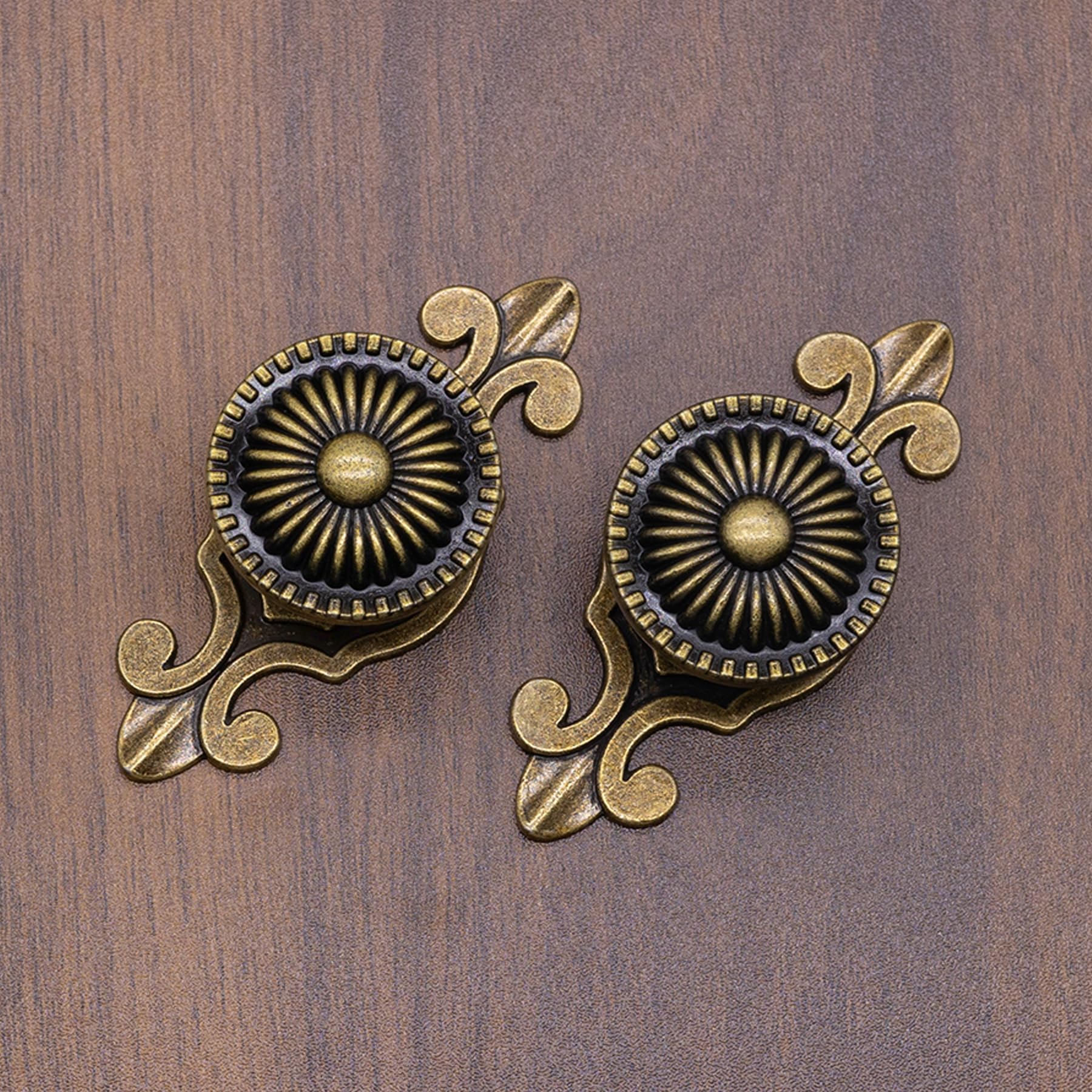 Boutons d'armoire laiton antique x6 pour cacher les trous de meubles, poignée ronde massive