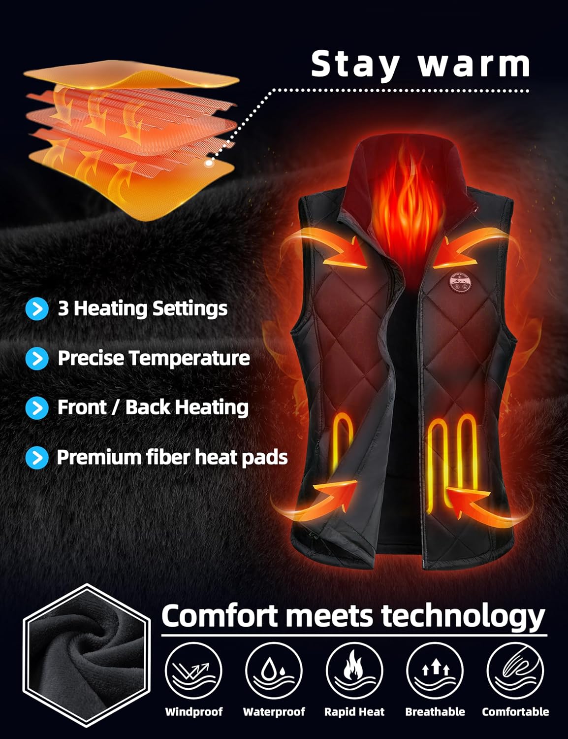 Professional Women's Heated Vest with Universal USB Cable (Battery Pack Not Included) - Image 2