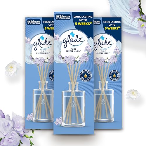 Glade Ambientador Mikado com hastes Clean Linen, dura até 15 semanas, com óleos