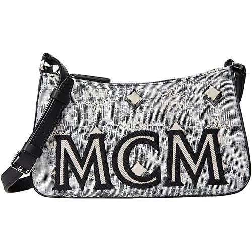 MCM Vintage Jacquard Mini Shoulder Grey One Size