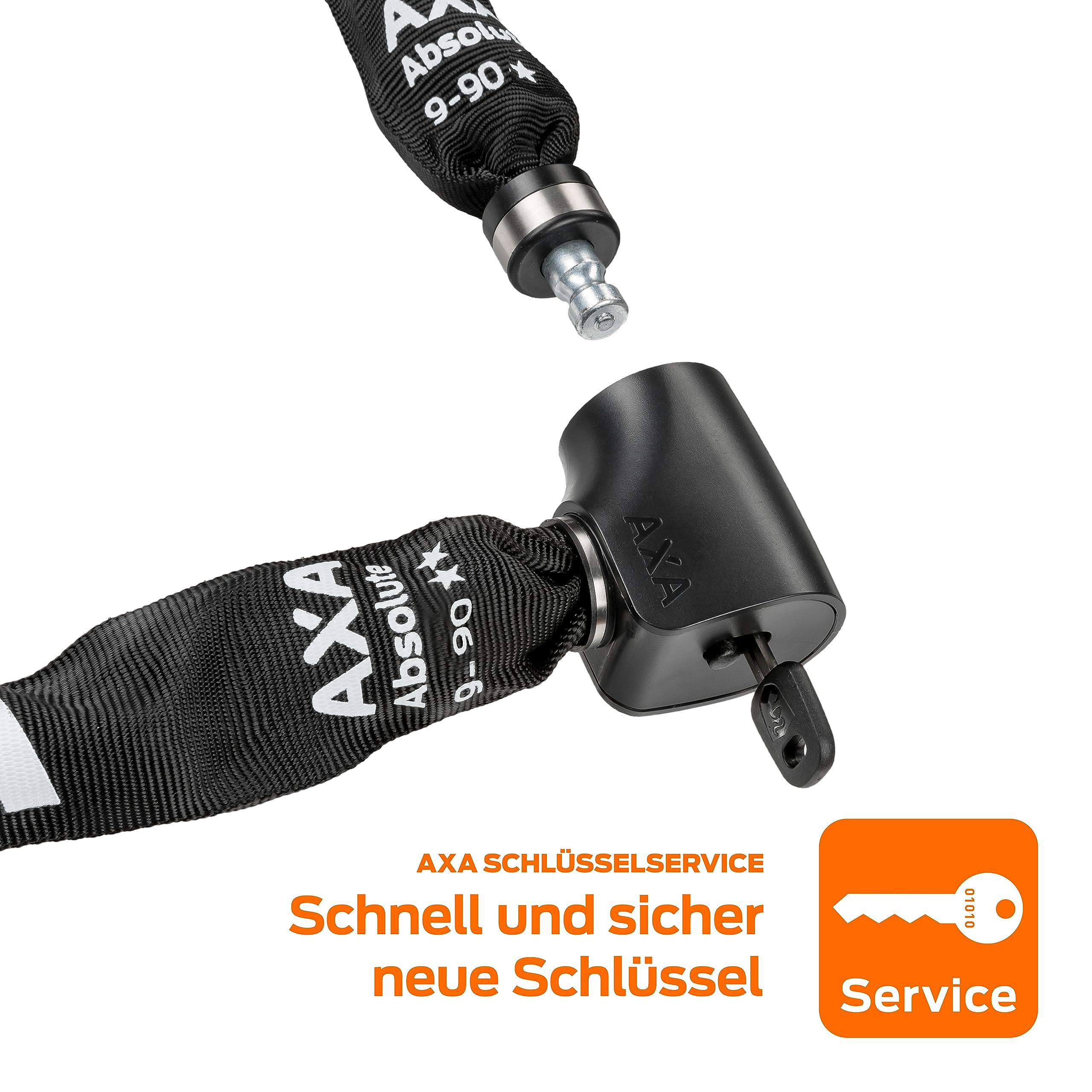 AXA Absolute 9-90 Kettenschloss – Länge 90 cm – Sicherheitsstufe 14 – Stahlglieder 9 mm – Hohe Sicherheit