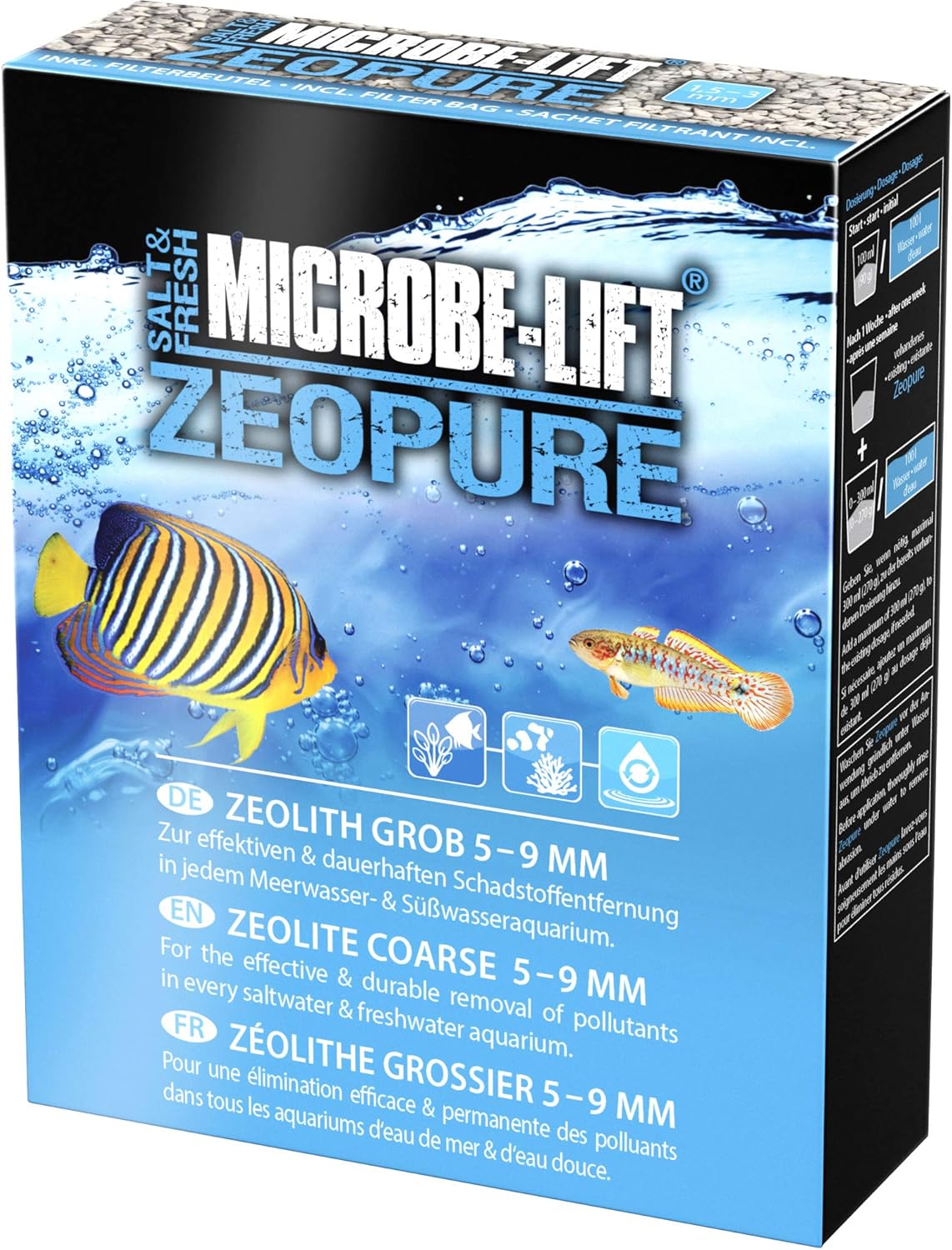 MICROBE-LIFT Zeopure - Medio Filtrante de Zeolita, Ayuda con Las Algas, Toxinas y Metales Pesados en Acuarios de Agua Salada y Dulc