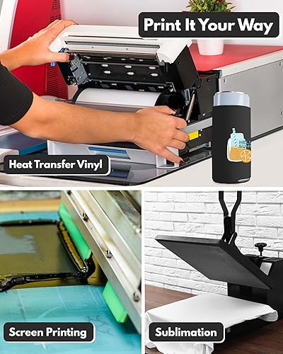 Miniatura 5 de PartyPrints Paquete de 25 fundas delgadas negras en blanco para enfriar latas, enfriadores de latas de sublimación a granel, funda aislante de