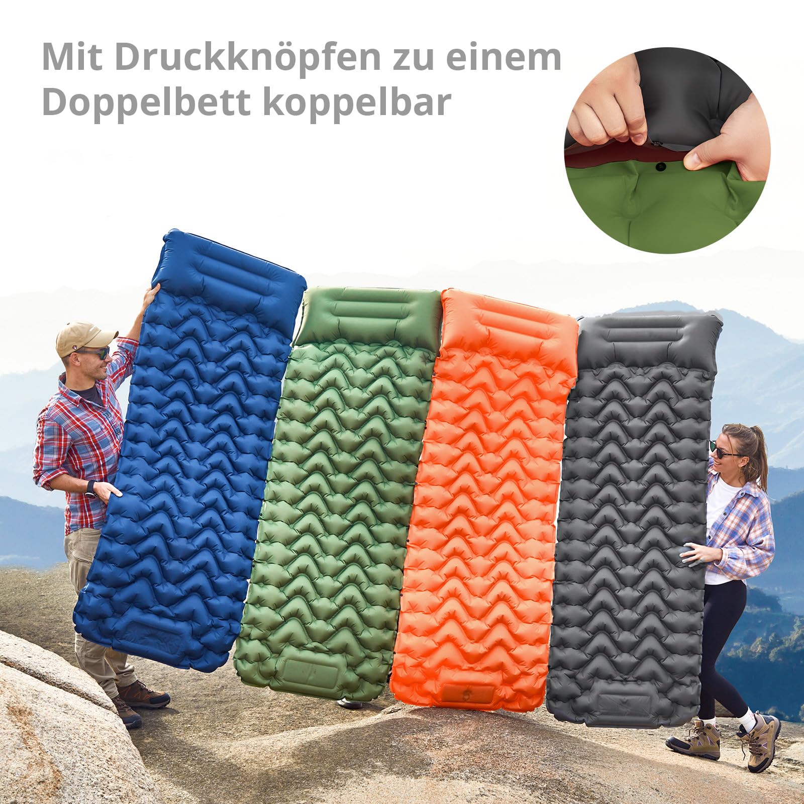 KingCamp Trekking Isomatte Wildwood Camping Luftbett Thermo Matte Leicht 0,9 kg Olive Green