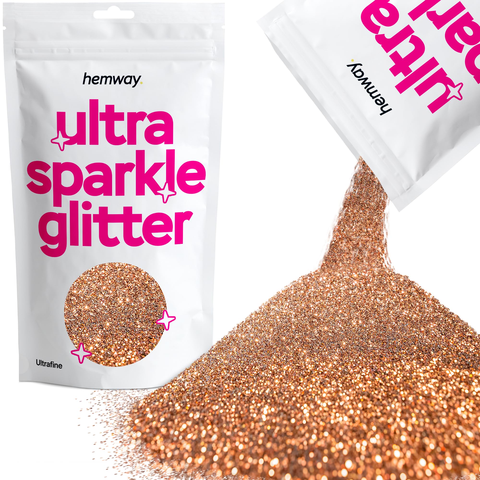 Hemway Ultra Sparkle Glitter Baby Pink Iridescent 100g Fine | Glitter for Arts & Craft, Makeup, Nail Art, Crafting, Card Making, Sparkle Decoration — view 153