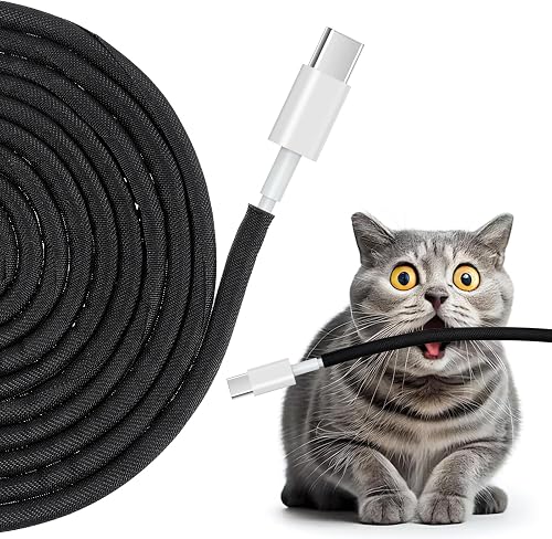 Cord Protectors from Pets No Chew 16ft - 5/16 Inch Wire Protector for Cats Cable Management Cable Sleeve Cable Organizer Cord Cover for Computer Electric Wires Phone Charging Cables Black