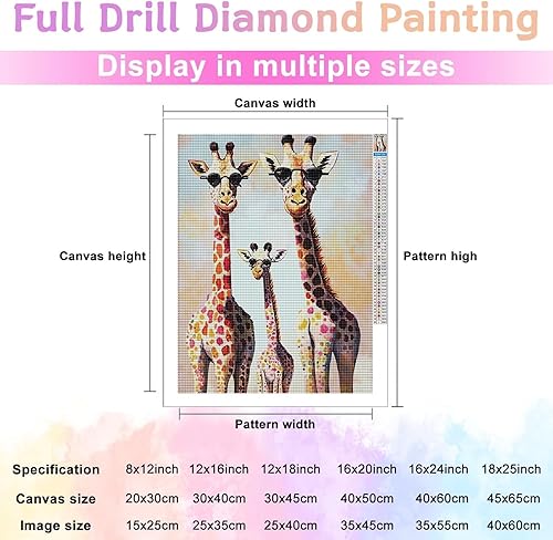 Miniatura 3 de Treff Kits de pintura de diamantes para adultos principiantes jirafas familia 5D redondo completo kits de arte de diamantes kits de pintura de