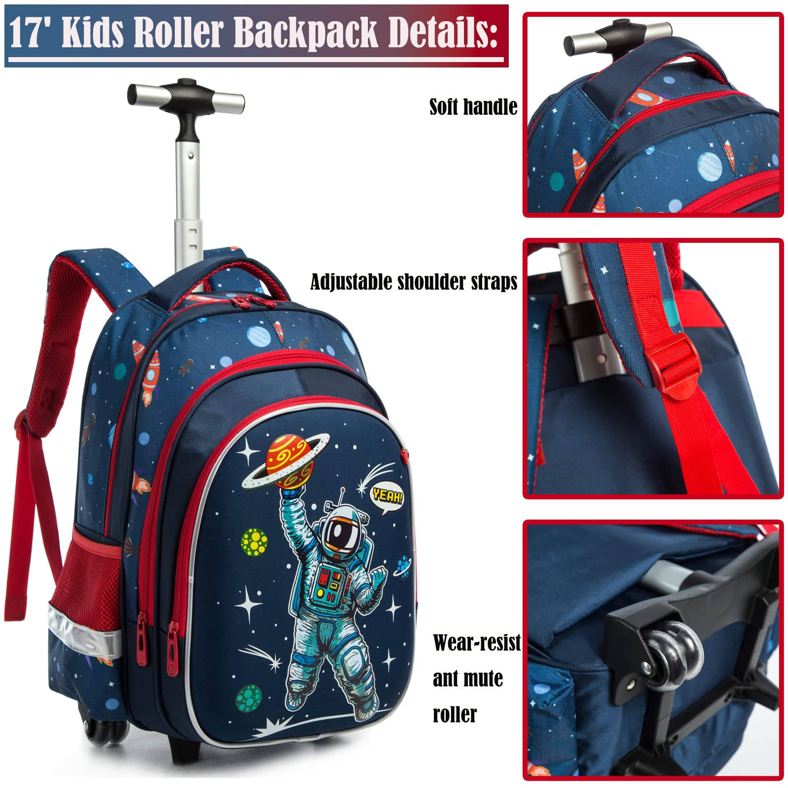 Zaino con Rotelle Bambini Trolley Zainetto Elementare Scuola Primaria