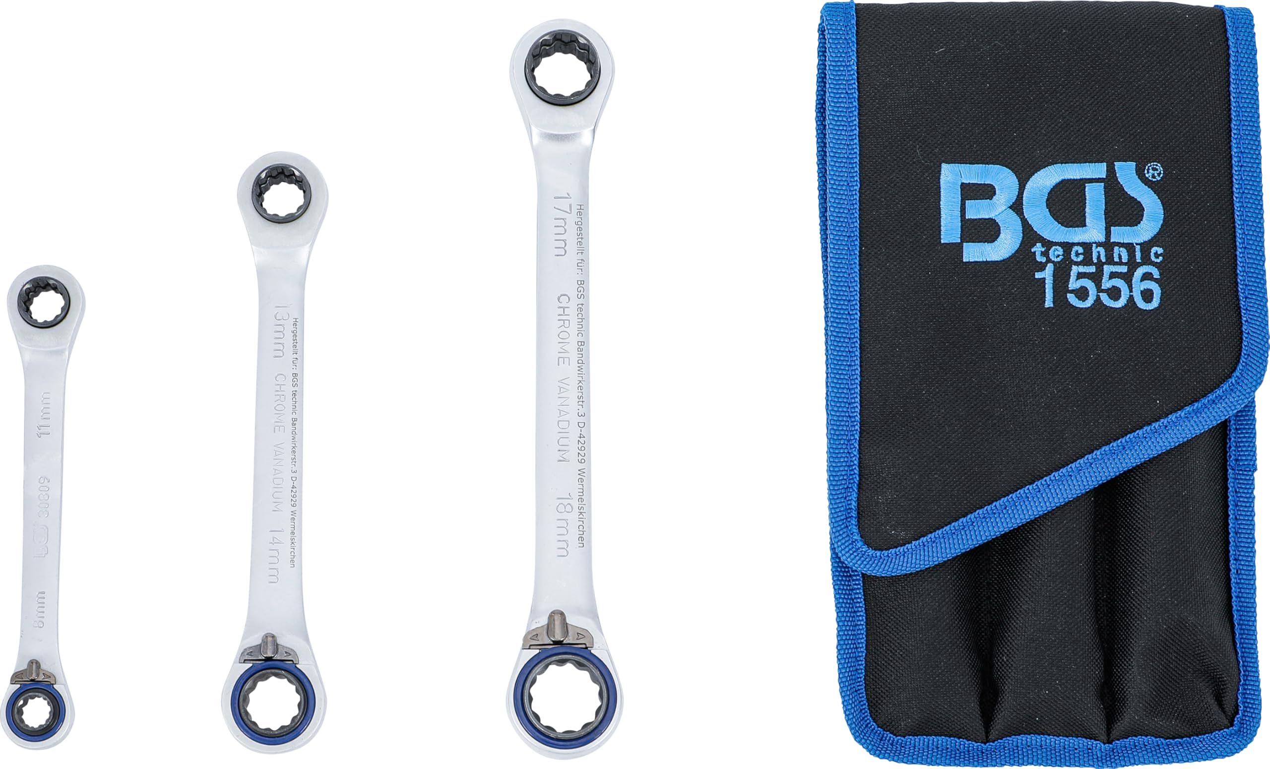 BGS 1556 | Juego de llaves combinadas con carraca | reversible | "4 en 1" | 3 piezas