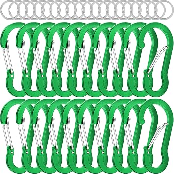 sprookber 2" Small Carabiner Clip, D Ring Caribeener, Spring Snap Hook for Keychain Multipurpose, Set of 20