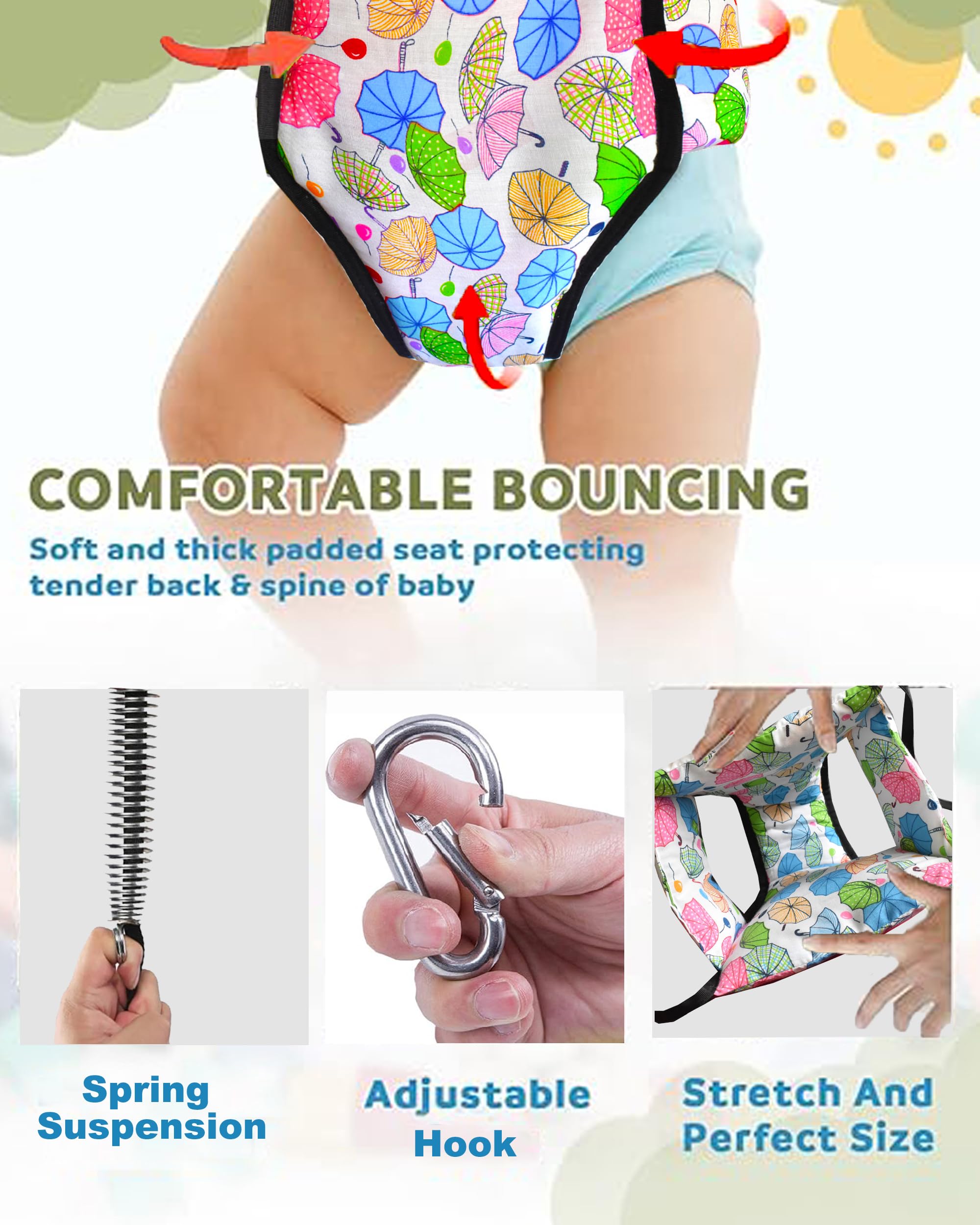 Vparents 2 in 1 Toddler Jumper with Window Hanging Metal Stand Cum Baby Walking Harness Function, Fun Activity for 6-12 Months Infant (Blue) 1