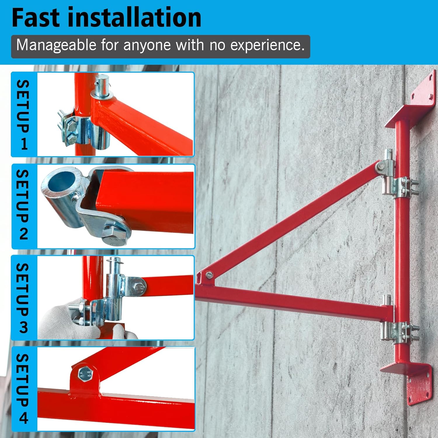 Wall Mount Jib Crane, Electric Scaffolding Lift, wall Mounted Hoist Support arm 180-Degree Rotatable, Electric Hoist Holder Swing Arm,Widely Used in Decoration, Installation, Moving