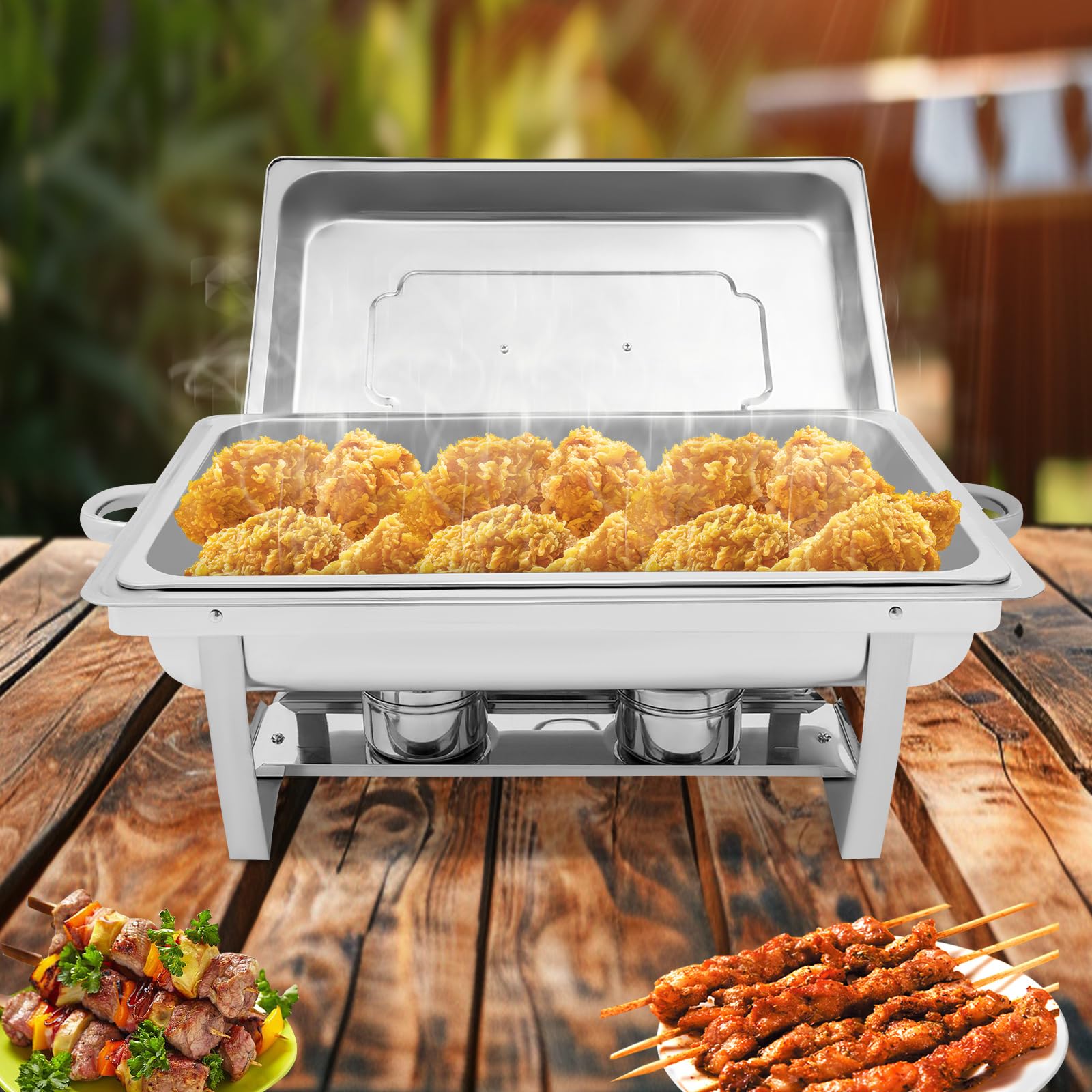 Chafing Dish 1/1 GN 9 l, pieghevole, in acciaio inox, scaldavivande | 1/1 GN, 9 l, in acciaio inox, pieghevole, con bagnomaria e porta combustibile, per buffet e catering