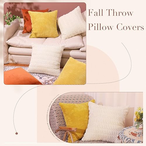 Miniatura 4 de Preboun 6 fundas de almohada de 18 x 18 pulgadas, fundas de almohada de terciopelo naranja oscuro, fundas de almohada cuadradas de pana suave color