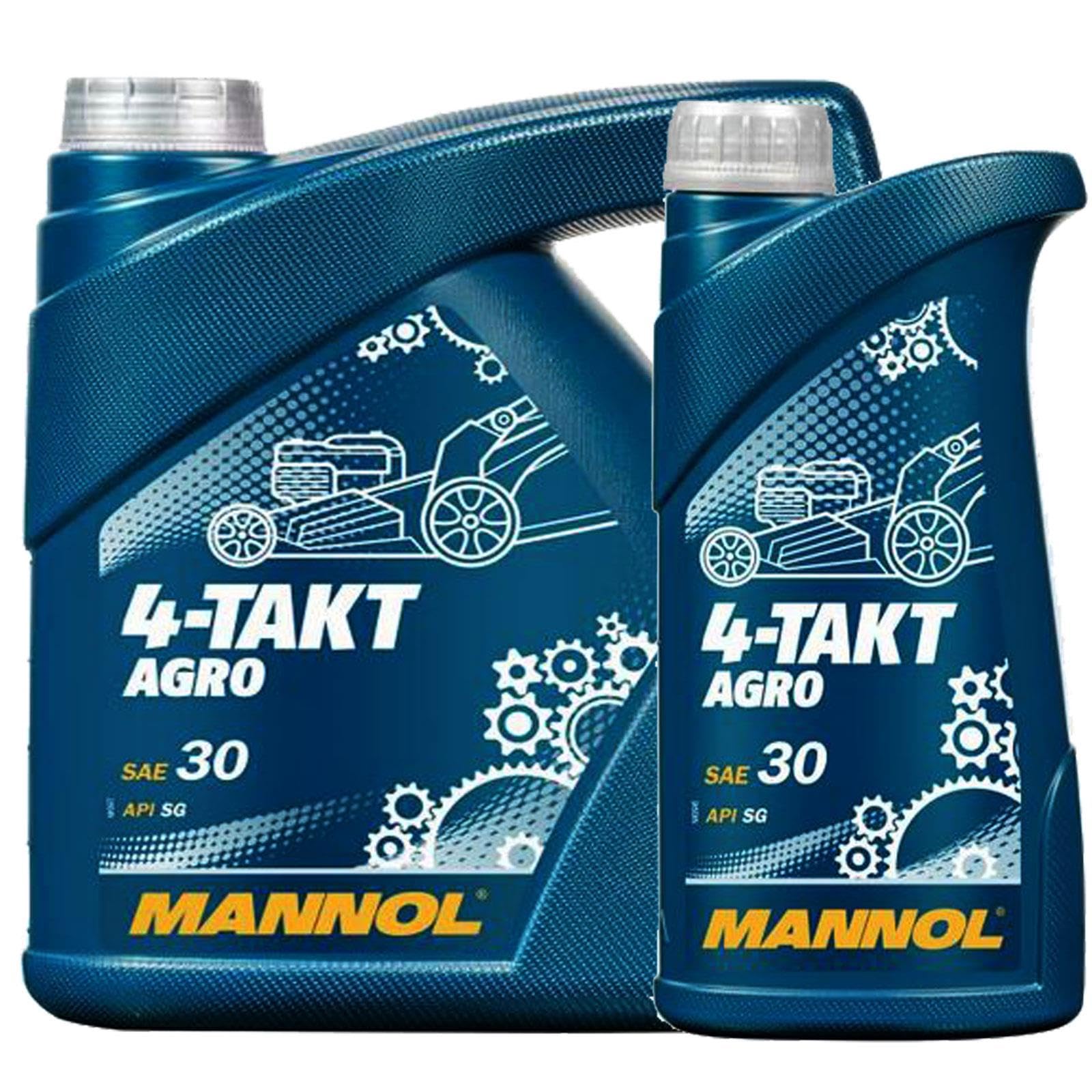 BandelOne enthält 4L + 1L Mannol 4-Takt Agro für Rasenmäher Traktor Generator Sae 30 Api Sg