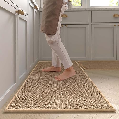 Miniatura 1 de MontVoo Alfombras y tapetes de cocina lavables 2 piezas Tapetes de cocina antideslizantes de goma natural para suelo de cocina parte delantera del