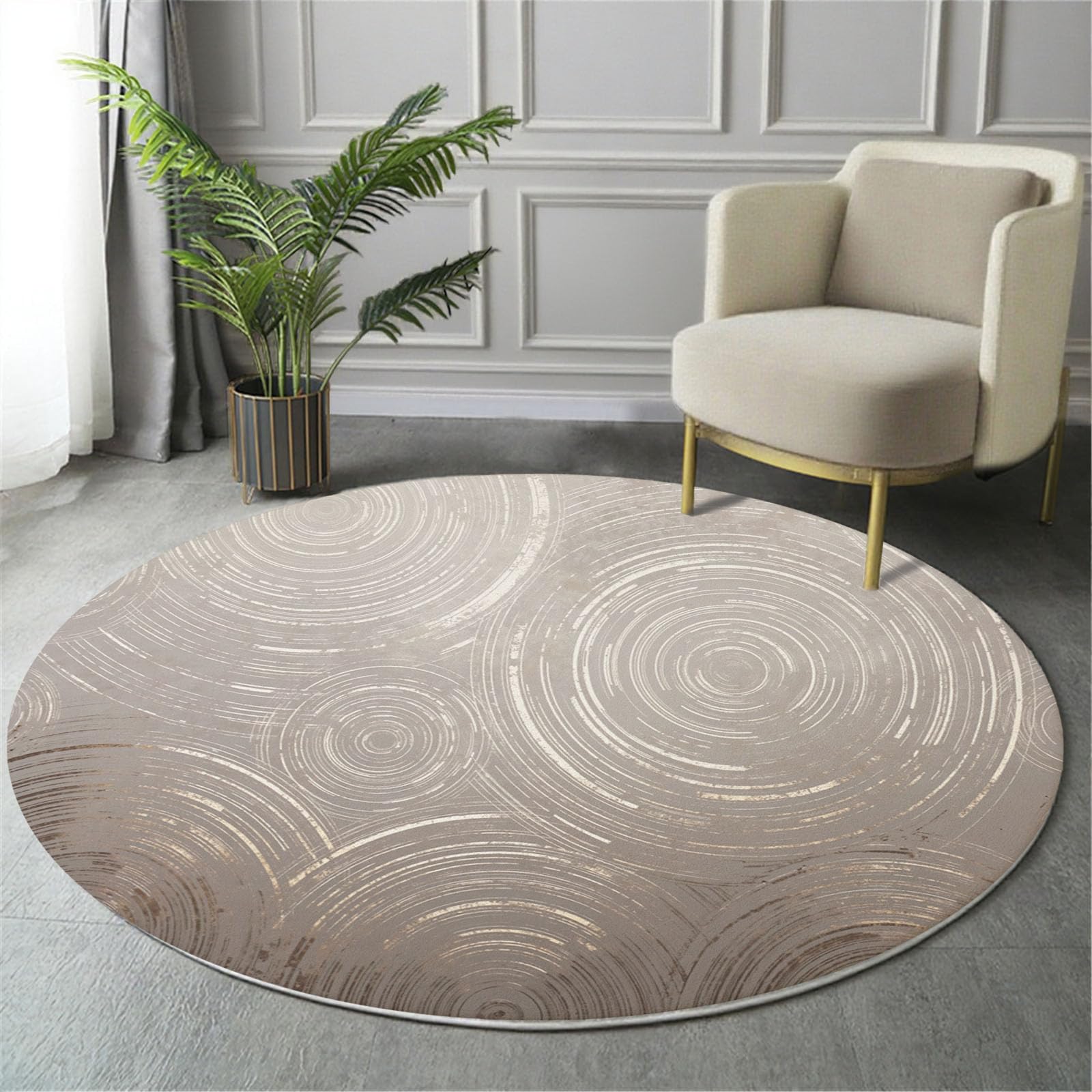 Tapis de salon rond gris 60cm au motif d'ondulation de l'eau moderne