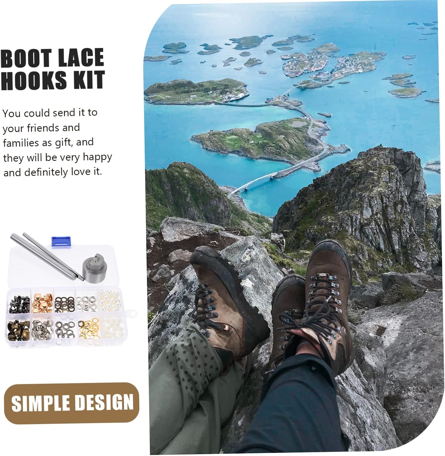 1Set Durable Shaped Boot Lace Hooks Kit Versatile Repair Hooks for Hiking Shoes Safe and Lightweight Shoelace Buckles for DIY Projects