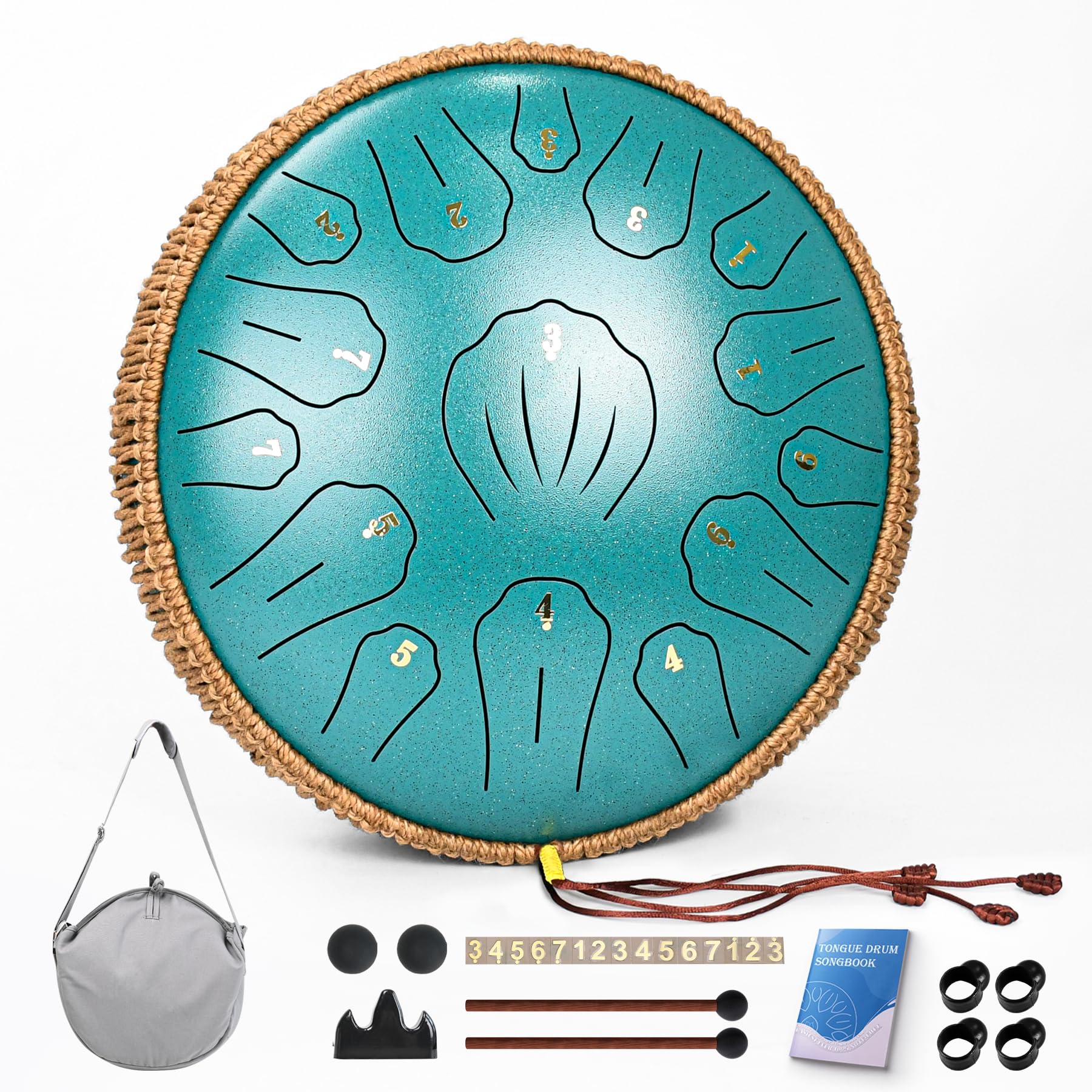 Steel Tongue Drum - 13 Inch 15 Note Tongue Drum Handpan Musical Instrument for Adults Kids Steel Drum