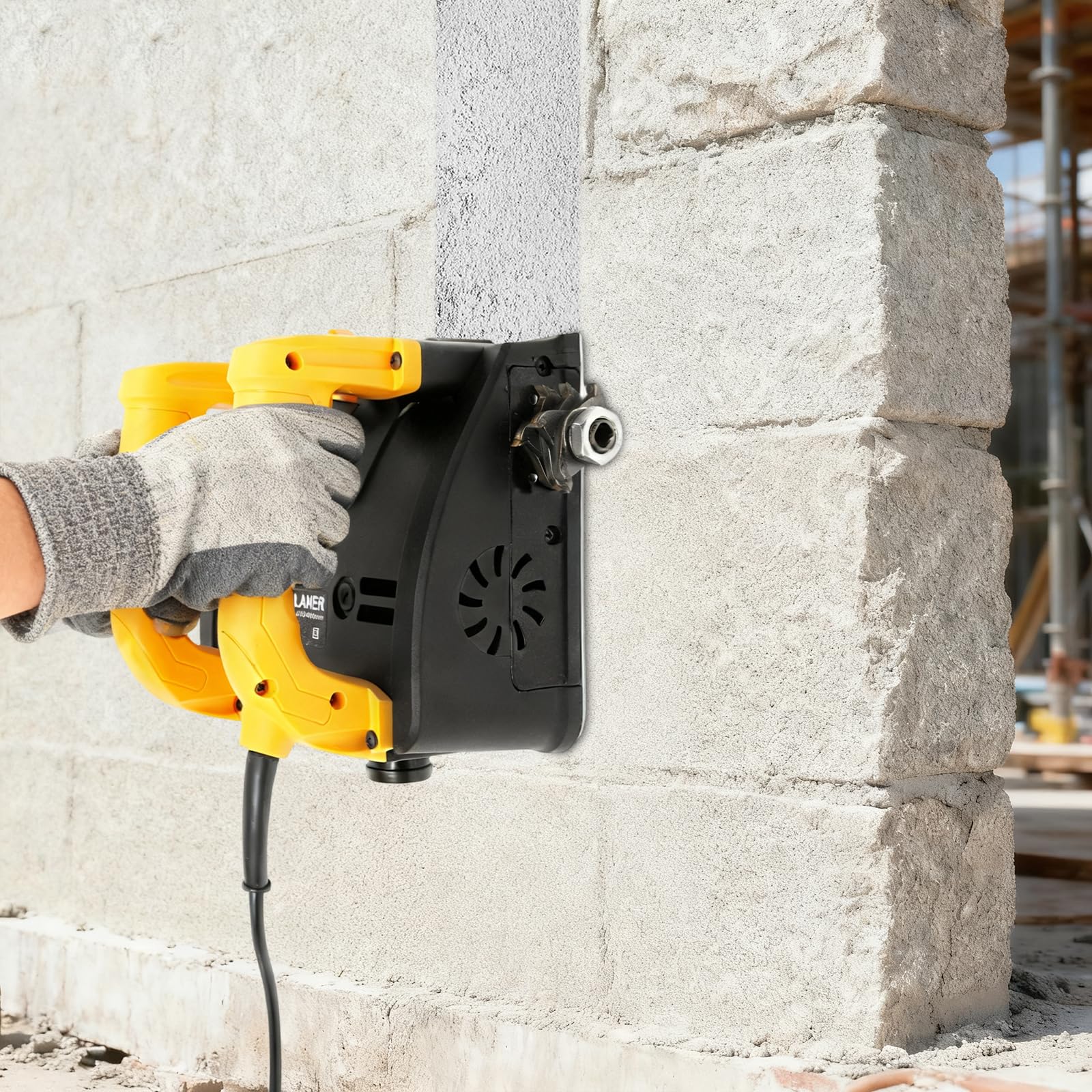 Elektryczna strugarka ścienna, frezarka renowacyjna z silnikiem miedzianym 1200 W, przenośna frezarka do tynkowania i usuwania tapet do renowacji, strugarka ścienna z regulowaną głębokością