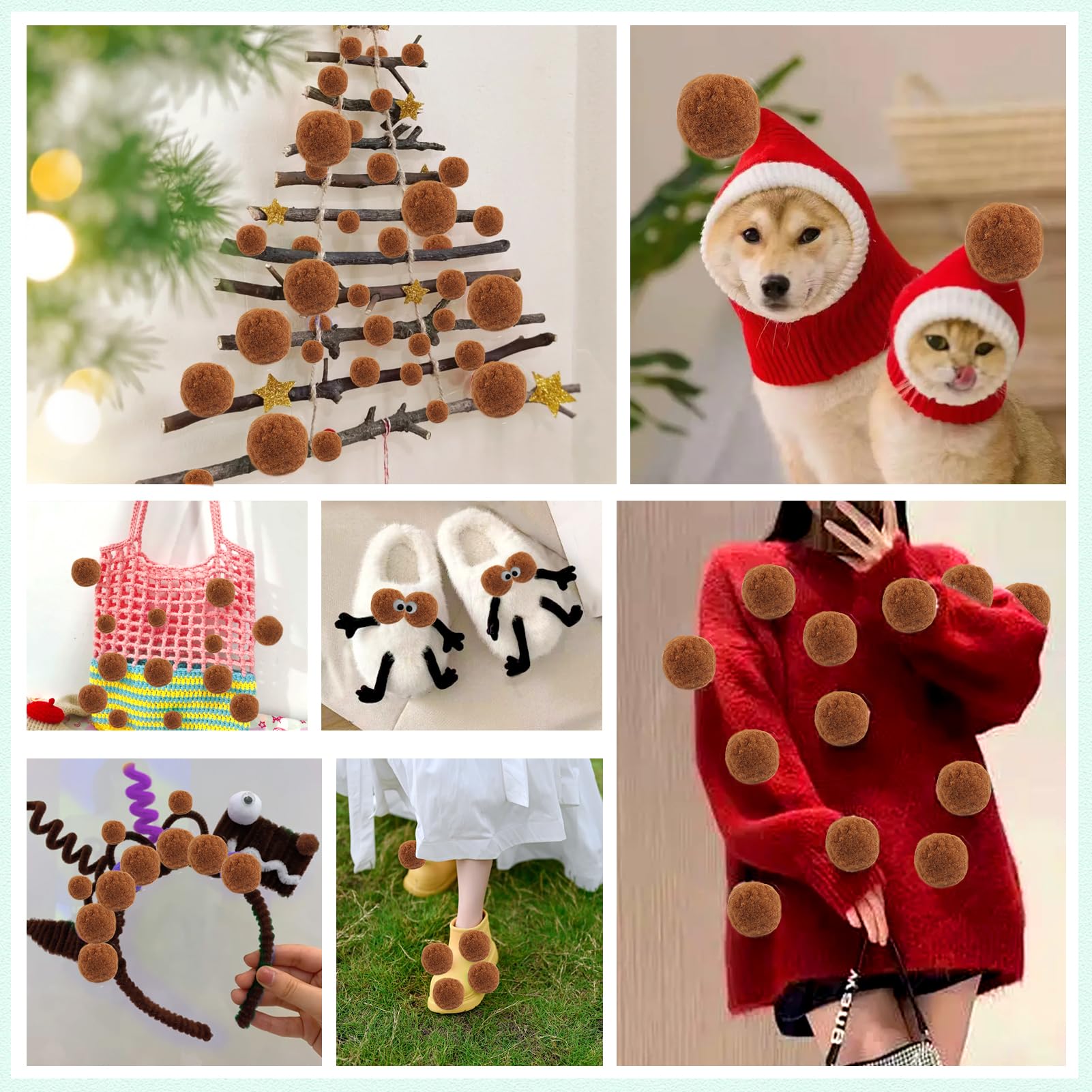 50 Pom Pom Rossi 5cm + Occhi Adesivi - Per Decorazioni Fai Da Te E Crafts - Foto 5