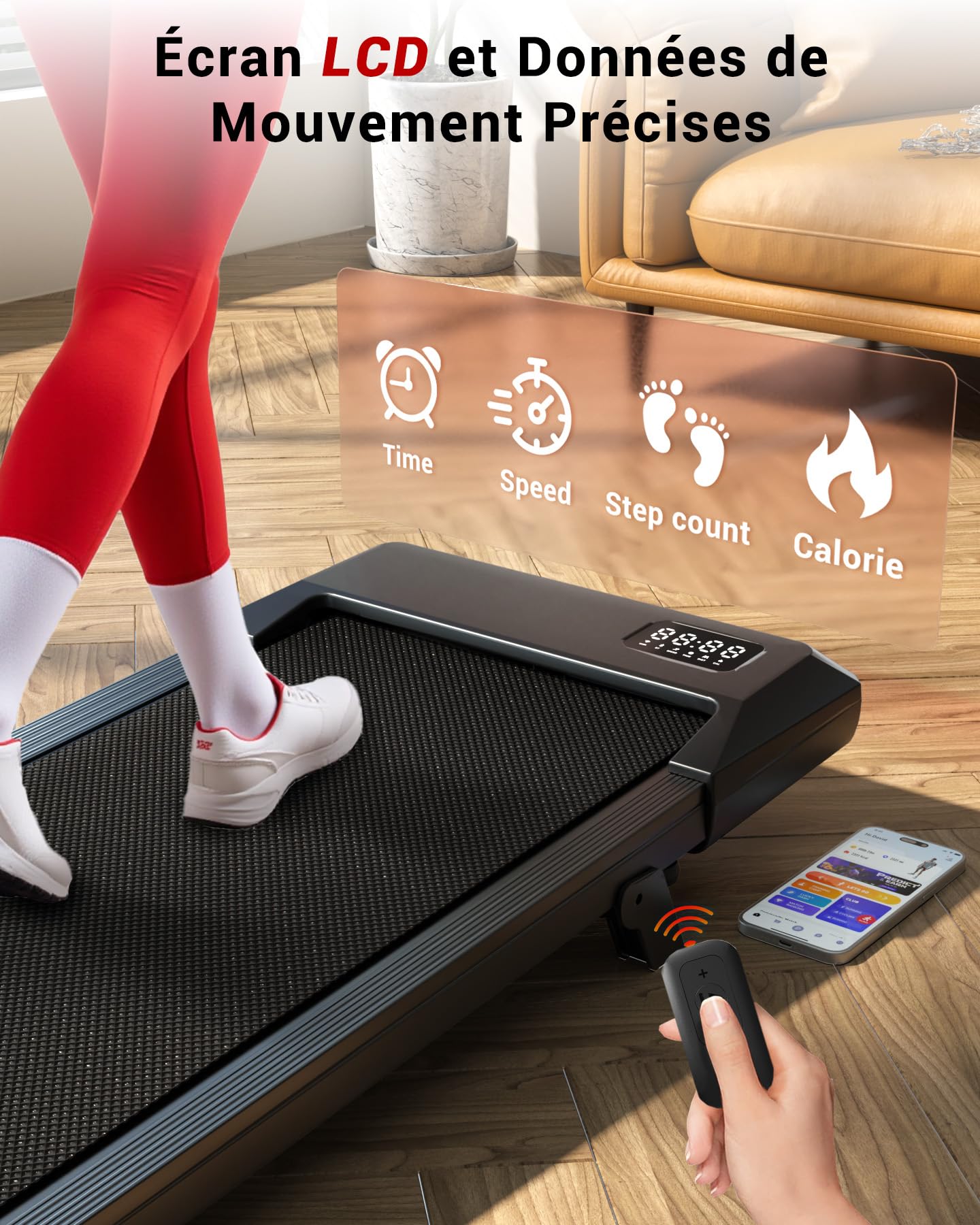 Tapis de Course Pliable Poids Max 136KG avec APP Contrôle Walking Pad Superun Raceable