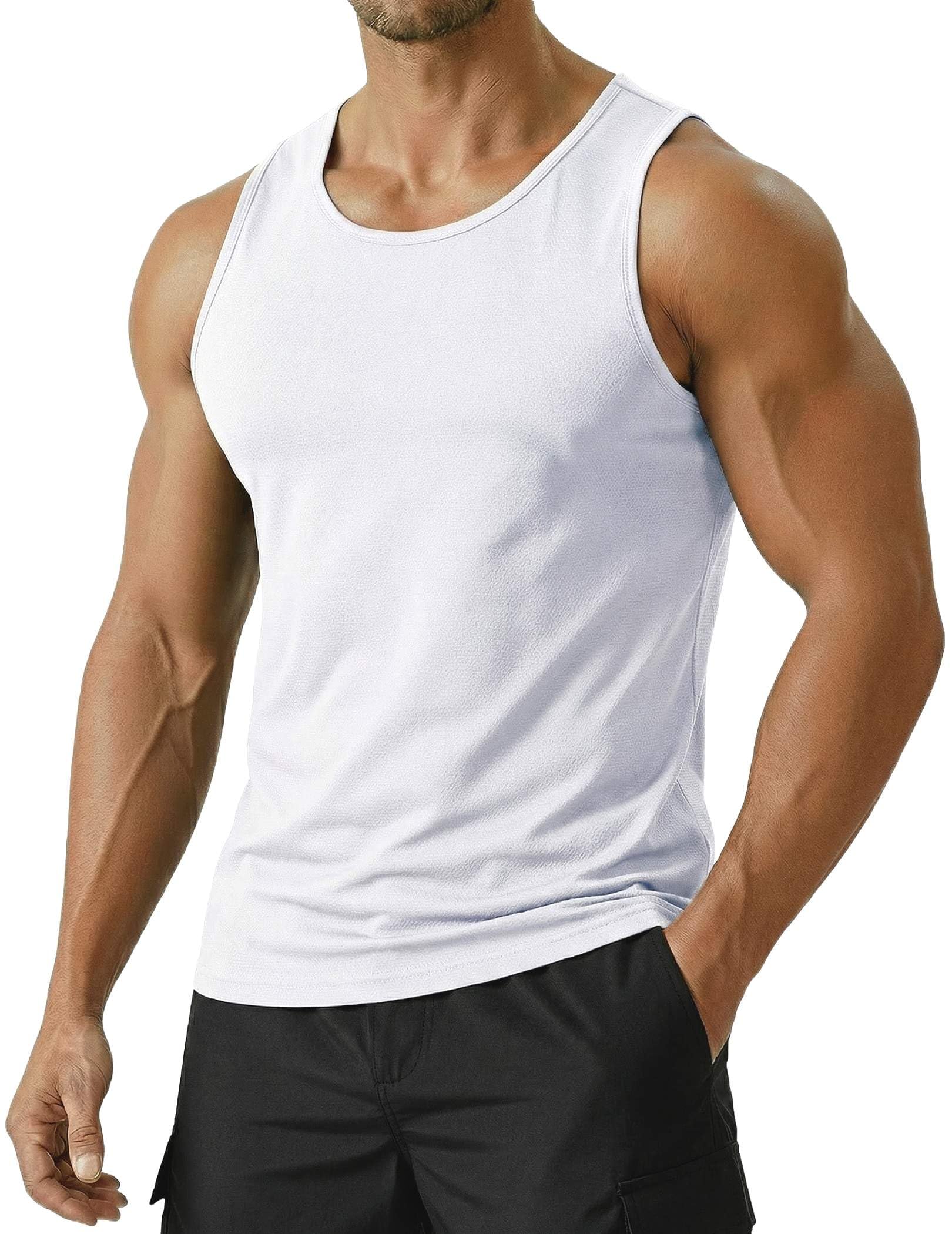 PINSPARK Camiseta Sin Mangas para Hombre Deportiva Transpirable Protección Solar UV UPF 50+ Secado Rápido para Gimnasio Running Uso Casual Y Alto Rendimiento Verano