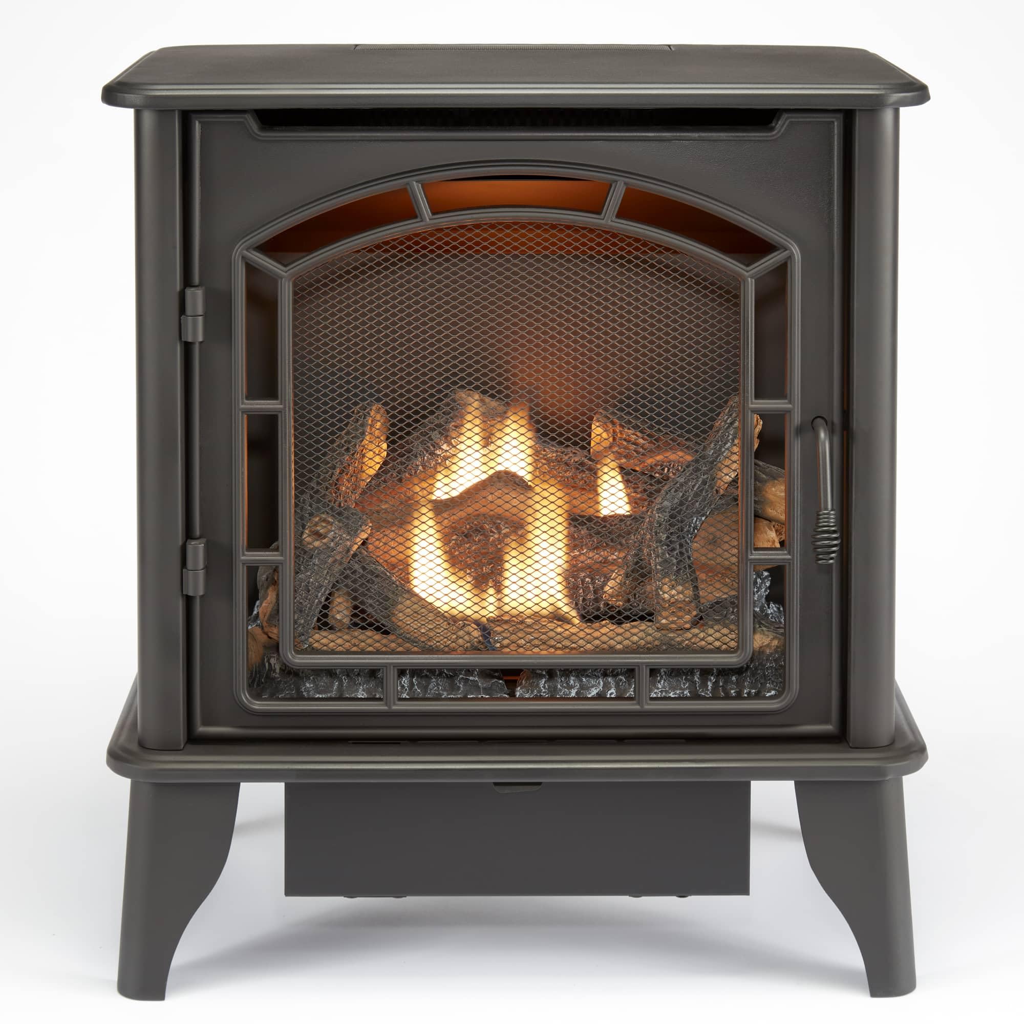 Bluegrass Living Panorama Vent Free Dual Fuel 3-Sided Gas Stove - 23,000 BTU, Remote Control, Black Finish - Model# BTSD23RT
