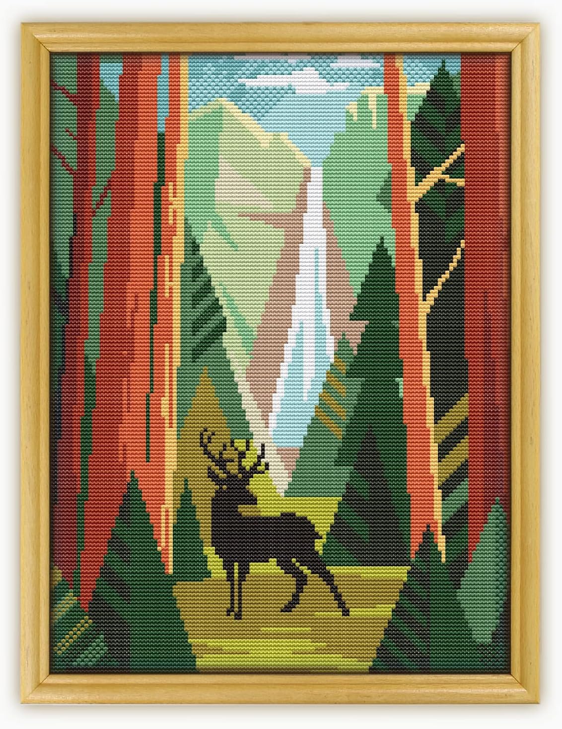 Yosemite National Park CS420-2 - Counted Cross Stitch KIT#2 Prime. Set of Threads, Needles, AIDA Fabric, Needle Threader, Embroidery Clippers and Printed Color Pattern Inside.