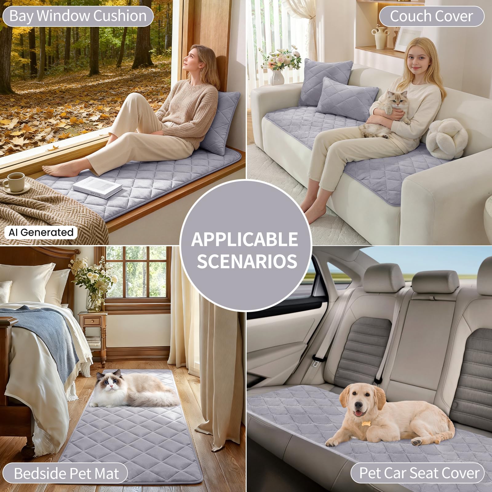 Ystyle Flanellsofa Überzug, Rutschfester Sofabezug, Weicher und Komfortabler Couchüberzug, Geeignet für 1/2/3/4-Sitzer Sofas und Sofas mit Chaise-Longue-Bereich (Hellgrau, 70x70cm)