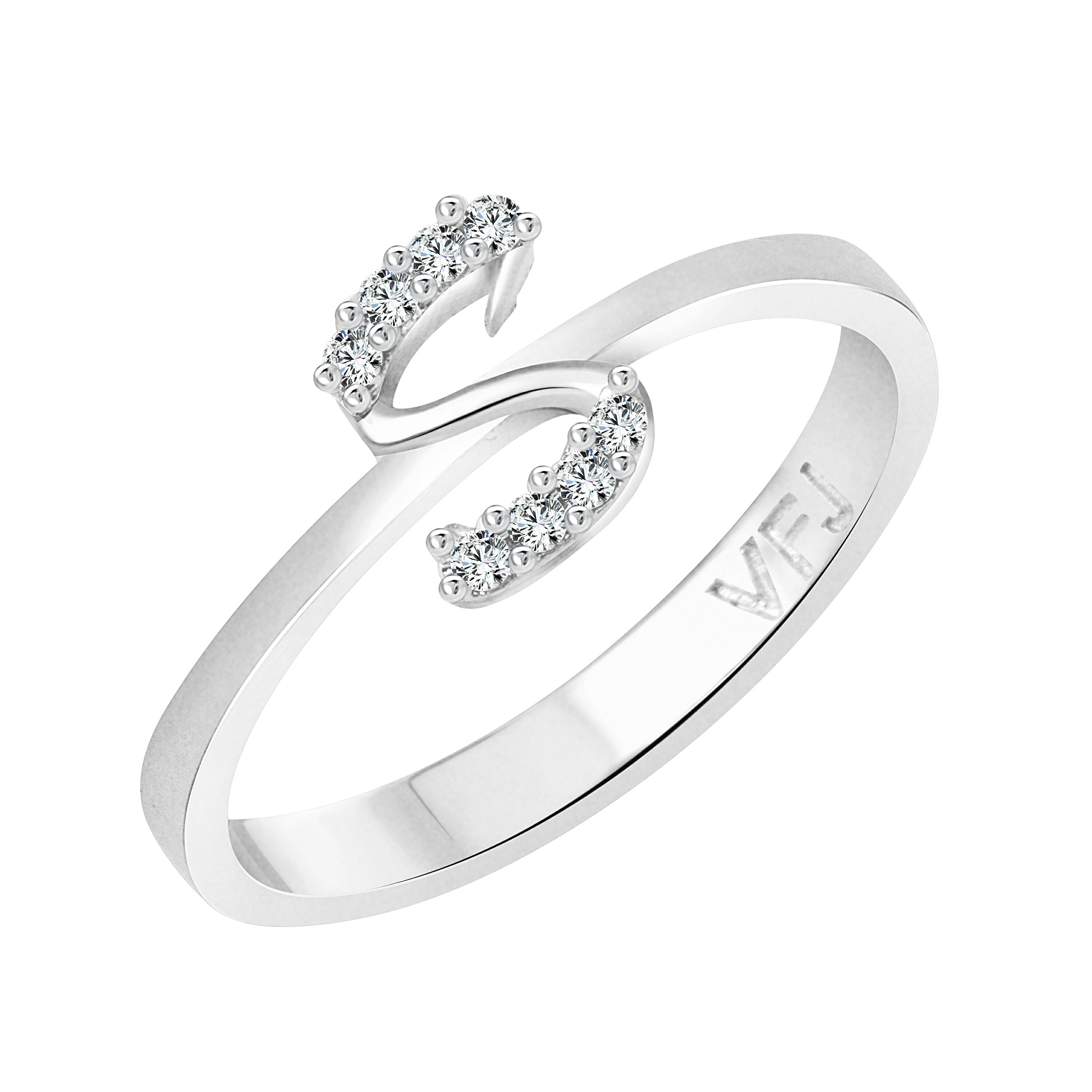 Vighnaharta valentine day gift valentineday gift for her gift for him gift for women gift for men Non-Precious Metal Alloy and Cubic Zirconia & American Diamond Initial Letters Alphabet Ring for Girls (Silver) (B09TWWJBN3) Amazon Price History, Amazon Price Tracker