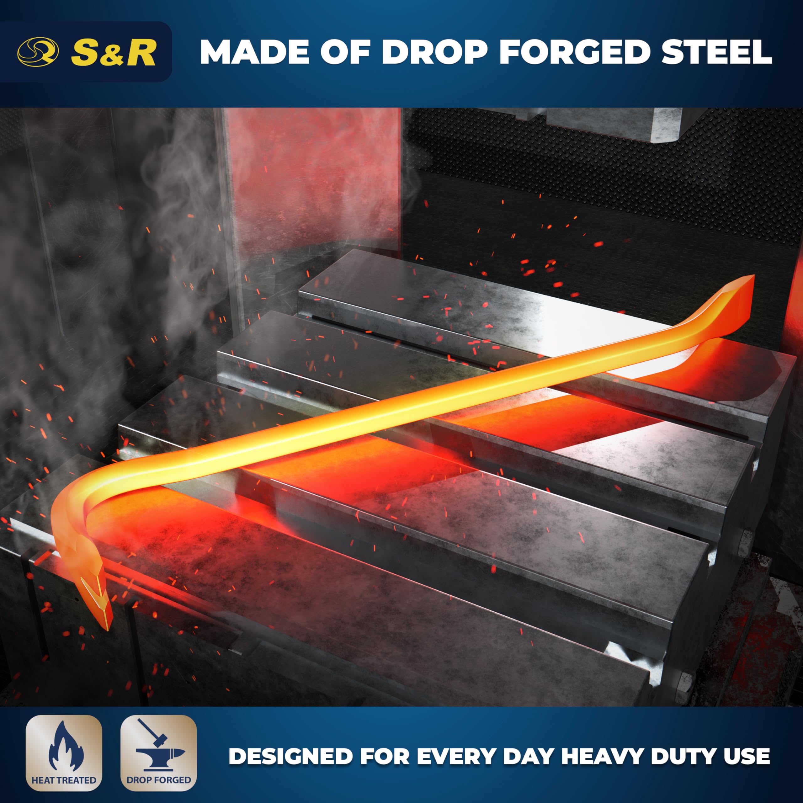 S&R Professional Crowbar Set - 2-Piece Heavy-Duty Demolition Tool - Image 3