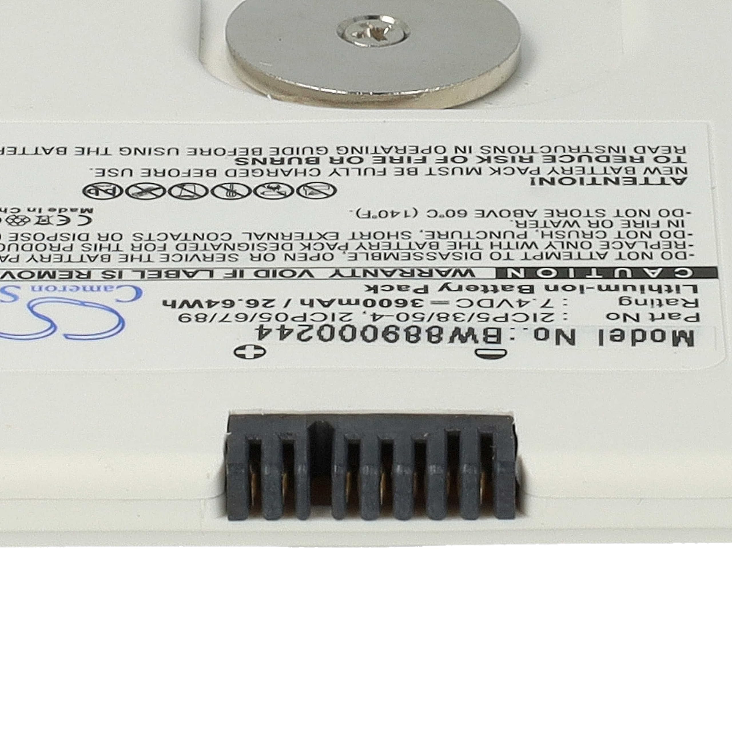vhbw batteria sostituisce Trixell 2ICP5/38/50-4, 2ICP05/67/89 per strumentazione medica (3600mAh, 7,4V, Li-Ion)