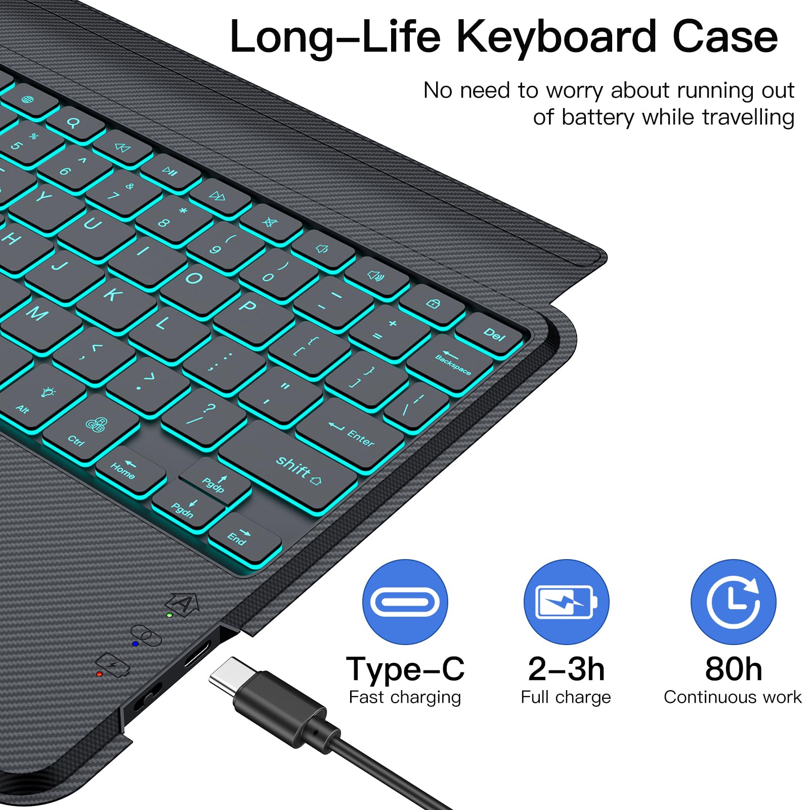 Trackpad Keyboard Case for Samsung Galaxy Tab S6 Lite 10.4 Inch 2020/2022/2024, 7 Color Backlit Magnetic Detachable Wireless Slim Keyboard for S6 Lite Tablet with S Pen Holder, Black