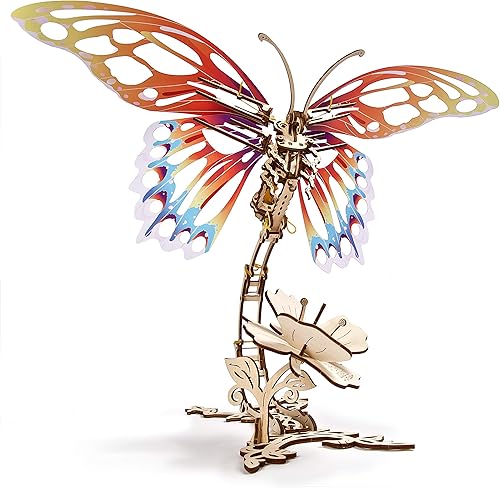 UGEARS Mariposa rompecabezas de madera 3D para adultos, kit de modelo 3D para adultos, adolescentes, cortes láser