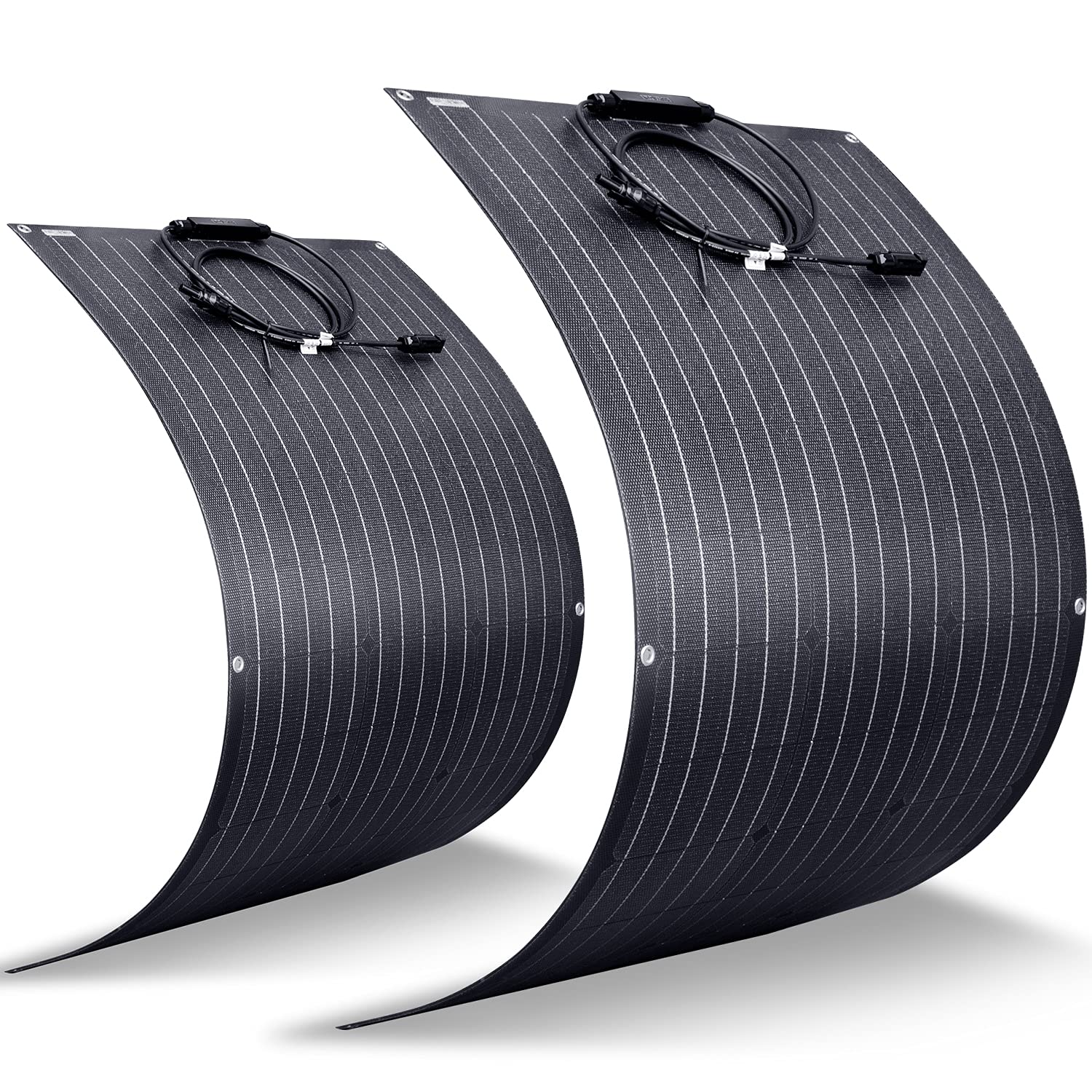 2 pcs 100 watts 12 Volts ETFE Monocrystalline Flexible Solar Panel Off-Grid for RV Boat Cabin Van Car Uneven Surfaces Bendable-image-6