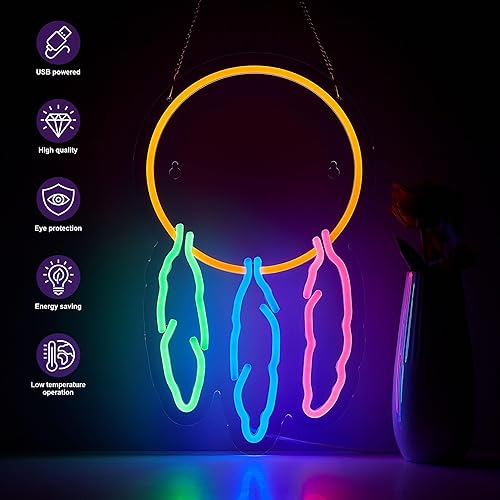 Miniatura 3 de Atrapasueños - Letrero de neón para colgar en la pared, hecho a mano, atrapasueños, neón para decoración del hogar, decoración del hogar, adorno de