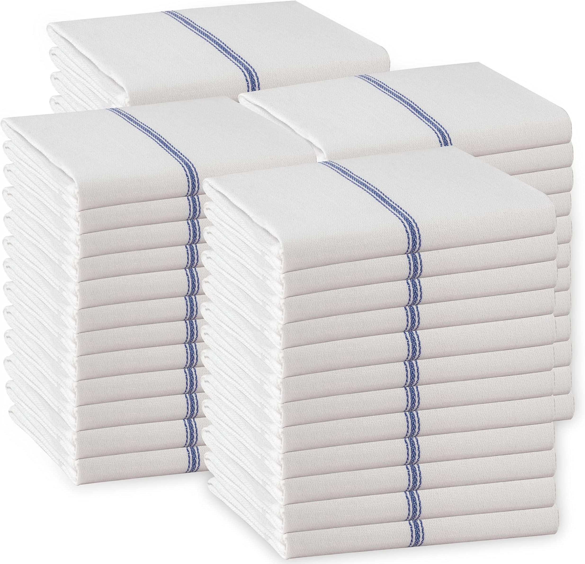 Kitchen Towel Set - 100% Cotton Kitchen Towels, Reusable Kitchen Dish Towels, Blue Dish Towels for Kitchen, Soft Absorbent Tea Towels, Durable Dish Towels For Drying Dishes, 14” x 25” - 48 Pack