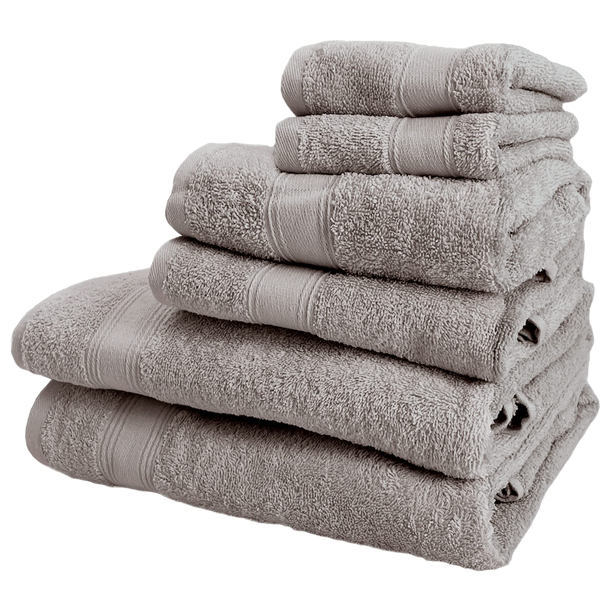 SET DI 6 ASCIUGAMANI DA BAGNO 100% cotone TORTORA